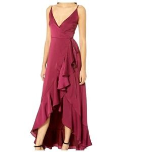 Anthropologie‎ Yumi Kim Crossroads Burgundy Ruffle Wrap Maxi Dress Sz XL Party